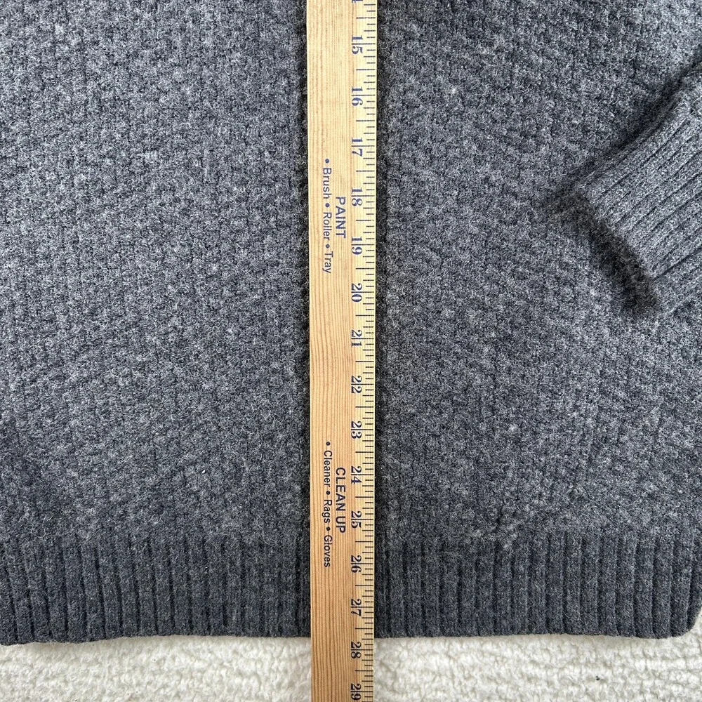 Vintage Lands' End Sweater Mens Large Mock Neck Waffle Knit Button Pullover